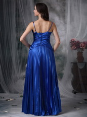 Spaghetti Straps Floor-length Ruched Royal Blue Prom Dress Inexpensive