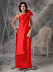 One Shoulder Elastic Woven Satin Long Prom Dress Scarlet Inexpensive