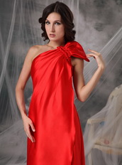 One Shoulder Elastic Woven Satin Long Prom Dress Scarlet Inexpensive