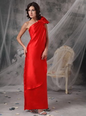 One Shoulder Elastic Woven Satin Long Prom Dress Scarlet Inexpensive