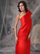 One Shoulder Elastic Woven Satin Long Prom Dress Scarlet Inexpensive