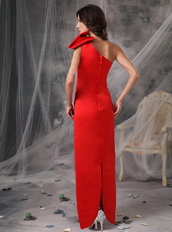 One Shoulder Elastic Woven Satin Long Prom Dress Scarlet Inexpensive