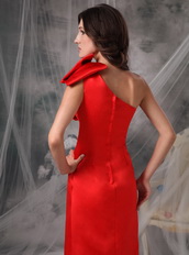 One Shoulder Elastic Woven Satin Long Prom Dress Scarlet Inexpensive