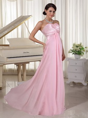 Sweetheart Beaded Prom / Evening Dress Baby Pink Chiffon Inexpensive