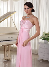 Sweetheart Beaded Prom / Evening Dress Baby Pink Chiffon Inexpensive