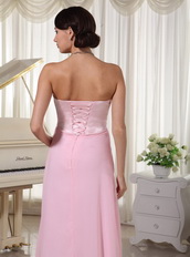 Sweetheart Beaded Prom / Evening Dress Baby Pink Chiffon Inexpensive