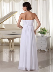 White Beaded Chiffon Simple Prom Dress Empire Floor-length Inexpensive