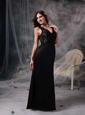 Open Back V-neck Floor-length Prom Dress With Black Lace Inexpensive