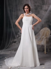 Asymmetrical Halter Neck White Chiffon Prom Dress For Sale Inexpensive