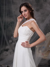 Asymmetrical Halter Neck White Chiffon Prom Dress For Sale Inexpensive