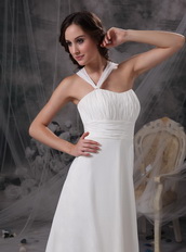 Asymmetrical Halter Neck White Chiffon Prom Dress For Sale Inexpensive