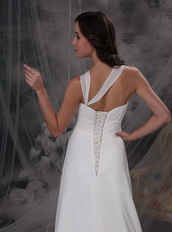 Asymmetrical Halter Neck White Chiffon Prom Dress For Sale Inexpensive