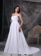Stylish Sweetheart Court Train White Chiffon Dress For Prom Inexpensive