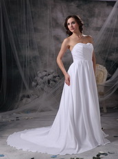 Stylish Sweetheart Court Train White Chiffon Dress For Prom Inexpensive