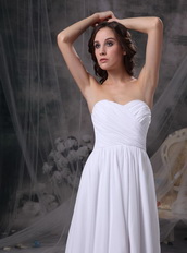 Stylish Sweetheart Court Train White Chiffon Dress For Prom Inexpensive