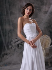 Stylish Sweetheart Court Train White Chiffon Dress For Prom Inexpensive