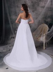 Stylish Sweetheart Court Train White Chiffon Dress For Prom Inexpensive