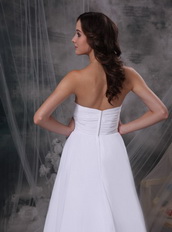 Stylish Sweetheart Court Train White Chiffon Dress For Prom Inexpensive