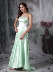 Mermaid Apple Green Prom Dress With White Belt and Bowknot Inexpensive