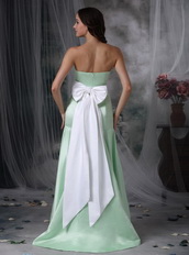 Mermaid Apple Green Prom Dress With White Belt and Bowknot Inexpensive