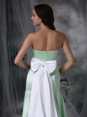 Mermaid Apple Green Prom Dress With White Belt and Bowknot Inexpensive