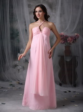 Halter Tied Pink Chiffon Special Occasion Dress Cheap Inexpensive