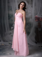 Halter Tied Pink Chiffon Special Occasion Dress Cheap Inexpensive