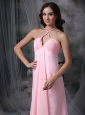 Halter Tied Pink Chiffon Special Occasion Dress Cheap Inexpensive