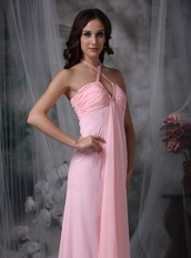 Halter Tied Pink Chiffon Special Occasion Dress Cheap Inexpensive