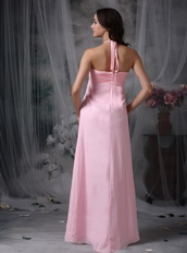 Halter Tied Pink Chiffon Special Occasion Dress Cheap Inexpensive