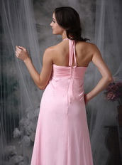 Halter Tied Pink Chiffon Special Occasion Dress Cheap Inexpensive