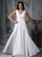 White Prom Dress With V-neck Floor-length Chiffon Skirt Inexpensive