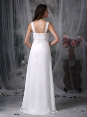 White Prom Dress With V-neck Floor-length Chiffon Skirt Inexpensive