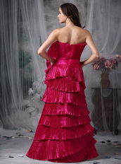 Deep Pink Layers Prom Dress With Unique Fan Design Inexpensive