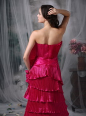 Deep Pink Layers Prom Dress With Unique Fan Design Inexpensive