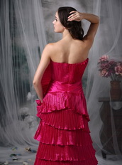 Deep Pink Layers Prom Dress With Unique Fan Design Inexpensive