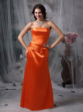 Strapless Simple Long Prom Dress In Orange Red Inexpensive