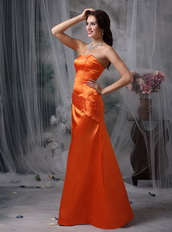 Strapless Simple Long Prom Dress In Orange Red Inexpensive