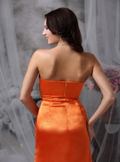 Strapless Simple Long Prom Dress In Orange Red Inexpensive