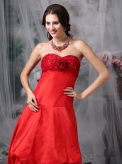 Short Front Long Back Red Organza Hi-Lo Prom Dress Inexpensive