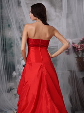 Short Front Long Back Red Organza Hi-Lo Prom Dress Inexpensive