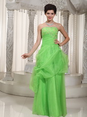 Spring Green Strapless Prom Dress Made By Organza Low Price Inexpensive