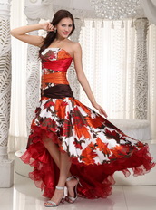 Colorful High-low Mermaid Prom Dress By Printed Fabric Inexpensive
