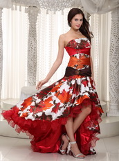 Colorful High-low Mermaid Prom Dress By Printed Fabric Inexpensive