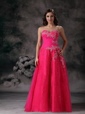 Sweetheart Fuchsia Organza Pageant Prom Dress With Beading Inexpensive