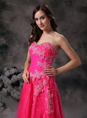 Sweetheart Fuchsia Organza Pageant Prom Dress With Beading Inexpensive