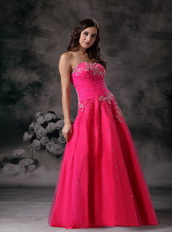 Sweetheart Fuchsia Organza Pageant Prom Dress With Beading Inexpensive