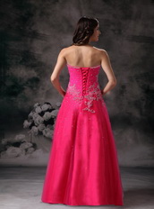 Sweetheart Fuchsia Organza Pageant Prom Dress With Beading Inexpensive