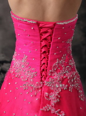 Sweetheart Fuchsia Organza Pageant Prom Dress With Beading Inexpensive