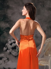 Orange Red Empire Halter Cheap Prom Dress For Junior Inexpensive